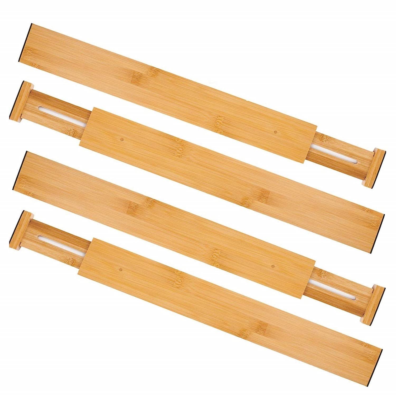 Séparateurs de tiroir réglables GODLON en bambou naturel extensible pour armoire