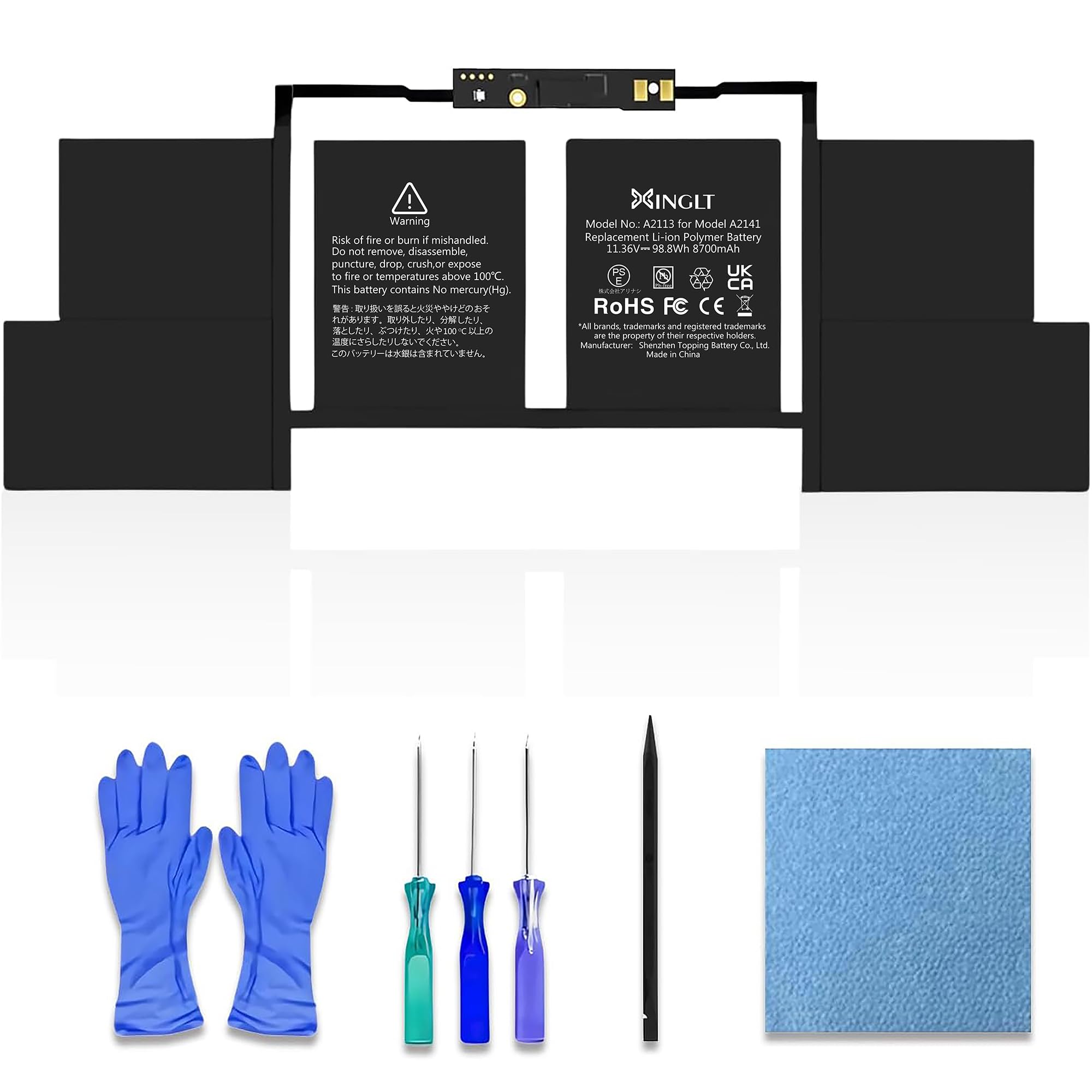 Batterie Remplacement Pour MacBook Pro 16 Pouces 2019-2020 (A2113) - 11.36V 8790mAh, Compatible Modèles A2141 EMC 3347, MVVL2, MVVM2, Etc. - 10