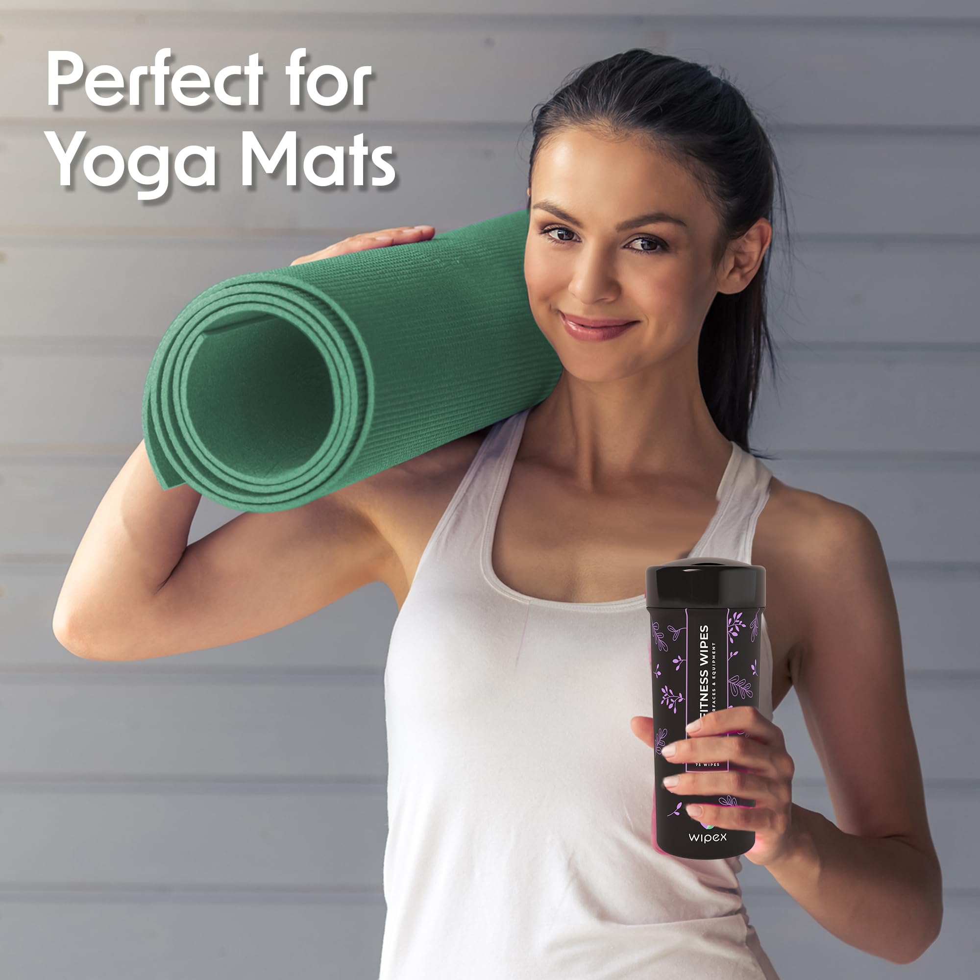 Wipex Toallitas Natural Gym y Fitness Equipment - Lemongrass, Eucalyptus & Vinegar- Ideal para colchonetas de Yoga, Pilates, Home Gym, Peloton, Spas, 75 toallitas - 4pk