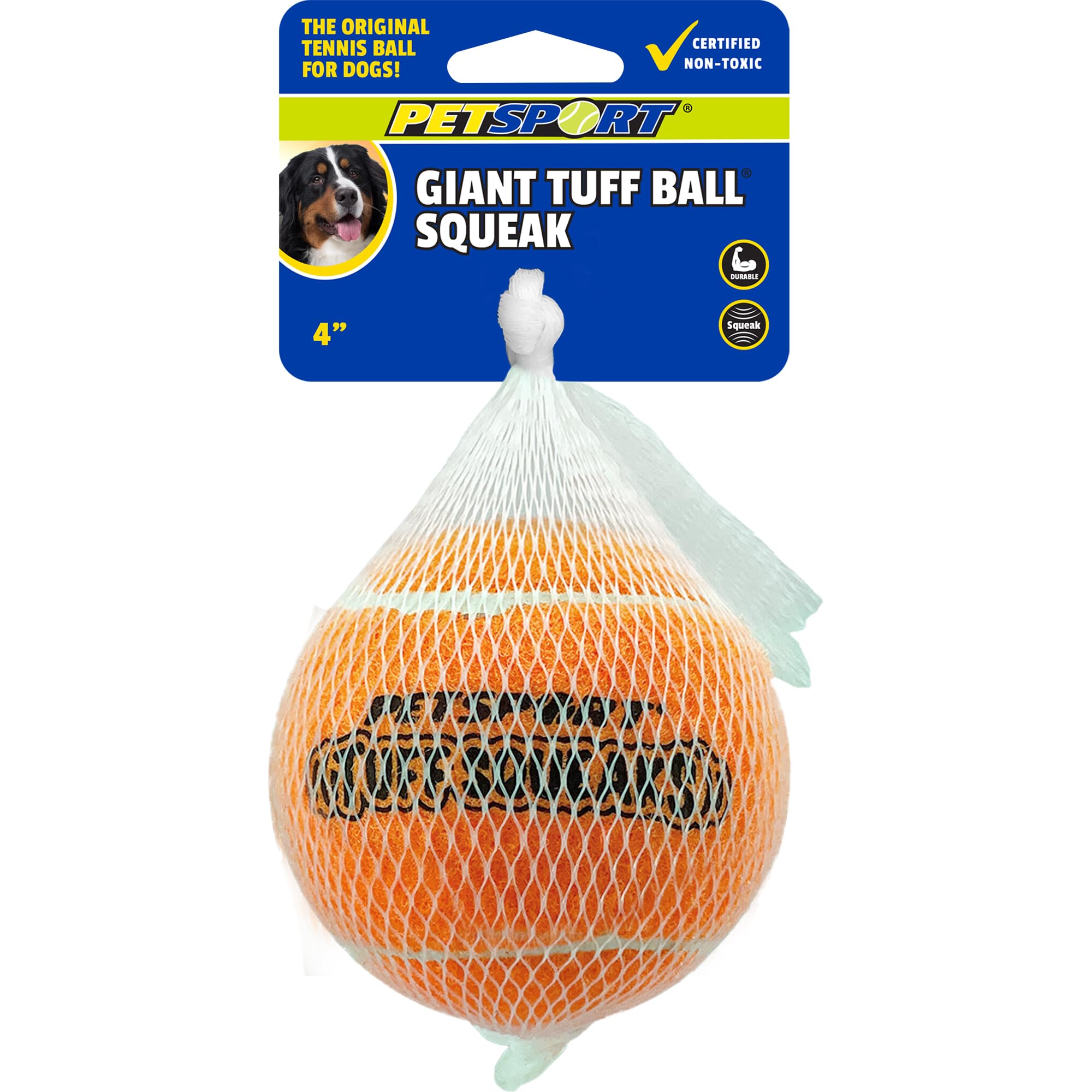 PetSport Giant Squeaker Tuff Ball - Giant Tennis Balls for Large Dogs, Great for Boredom & Aggressive Chewers, Dog Toy, Non-Toxic, Won't Wear Down