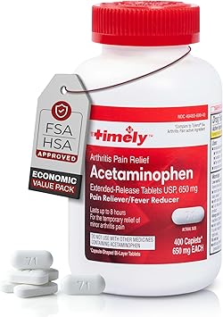 TIME-Cap Labs 400 Caplets Extended Release Acetaminophen 650mg - Pain Reliever & Fever Reducer for Adults, Helps with Headaches, Backaches, Muscle Pain, Toothaches, Arthritis & Menstrual Cramps