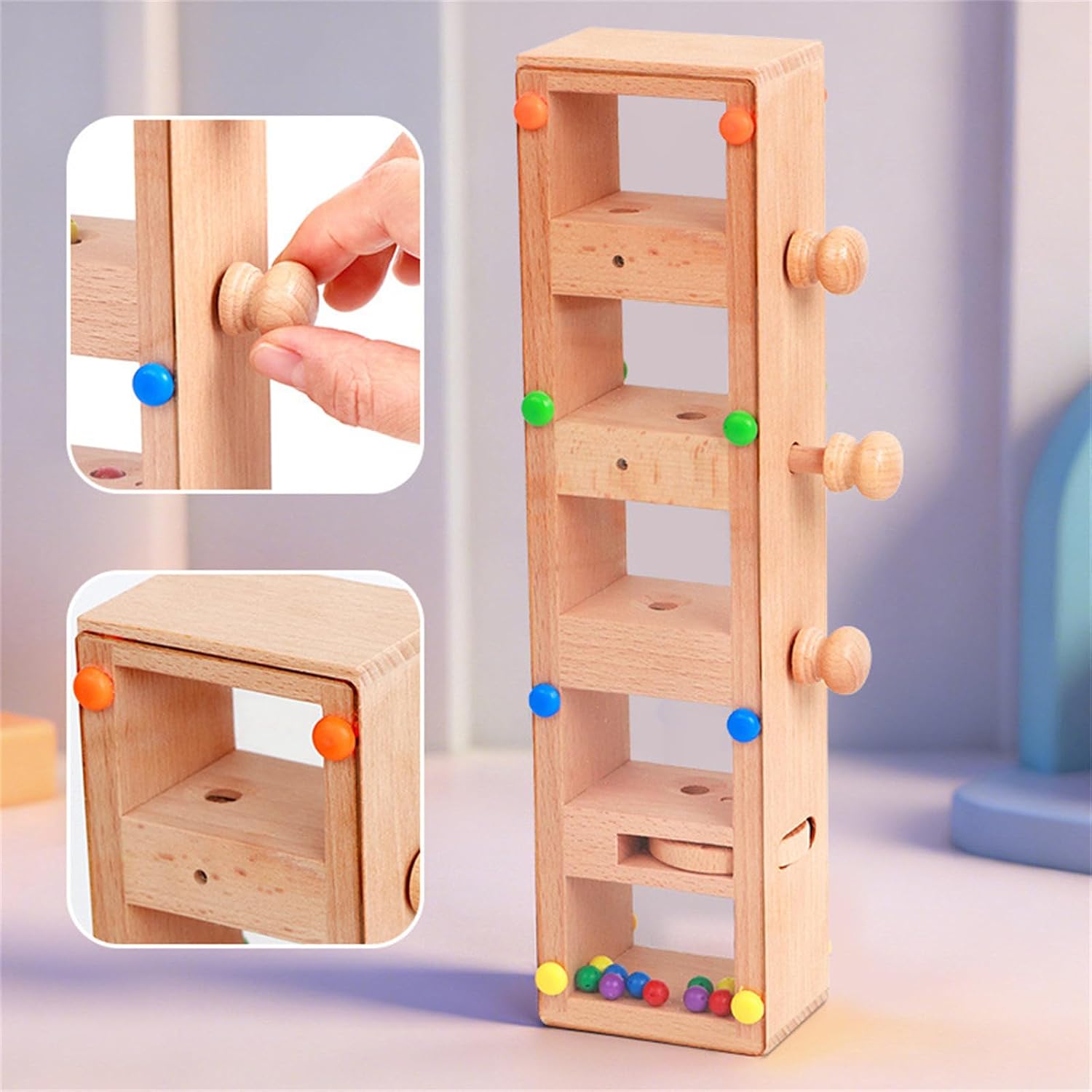 Wood Ball Track Game for 3+ Years Old Thinking Skill Training Wooden Marbletrack Toy