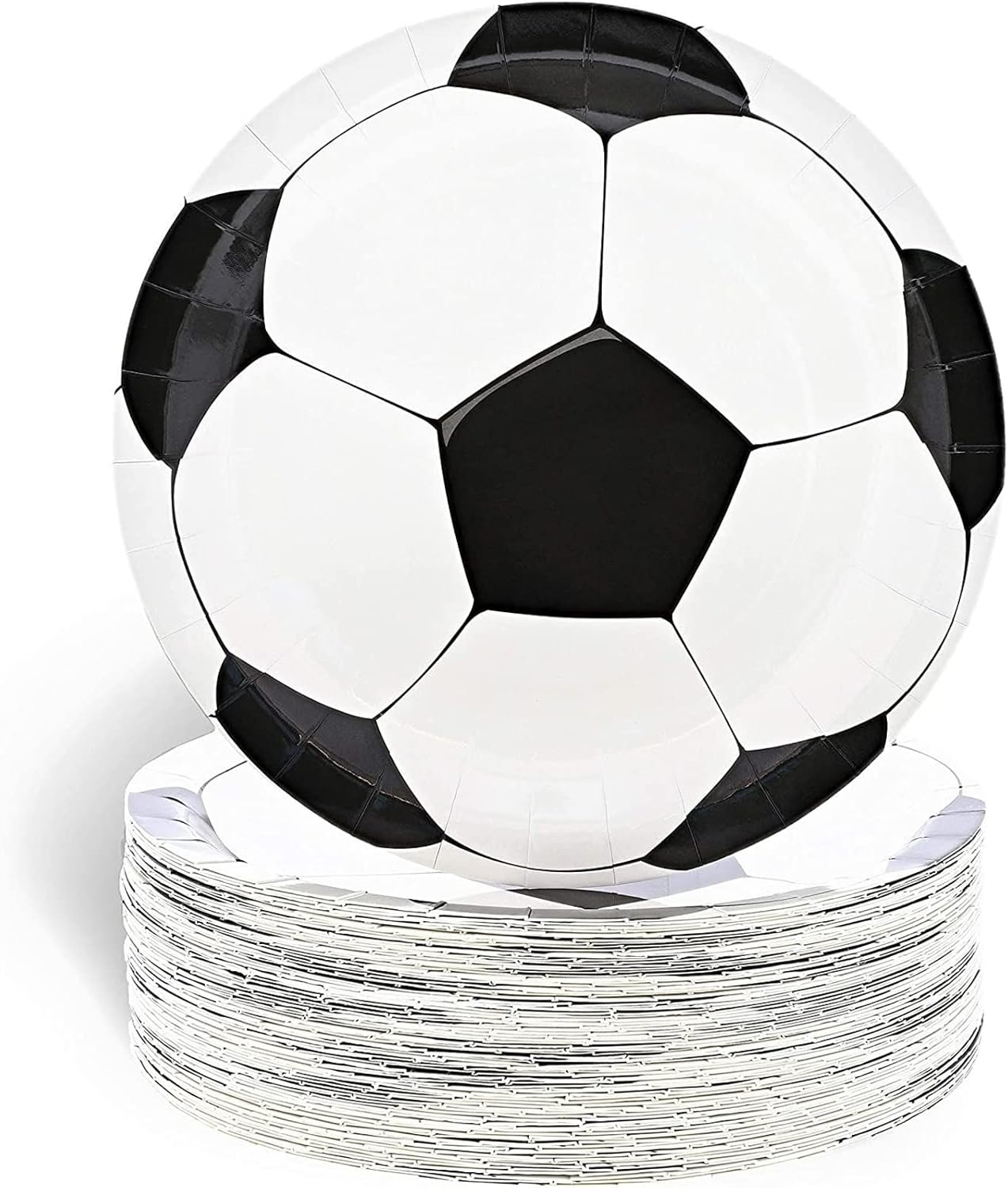 BLUE PANDA 80-Pack of Paper Plates for Soccer Party Supplies (Black and White, 9 in) : Home & Kitchen