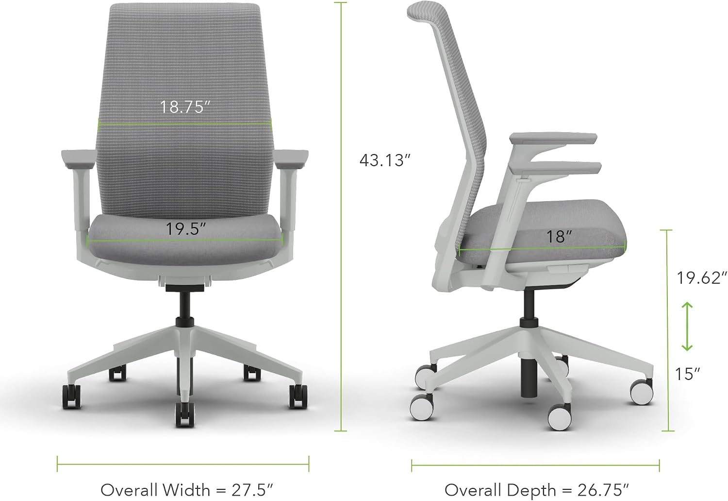 HON Cipher Mesh Back Task Chair, Height-Adjustable Arms, Titanium, Aspen Fabric, Mesh Office Chair with Lumbar Support, Salt Accent, Salt Frame