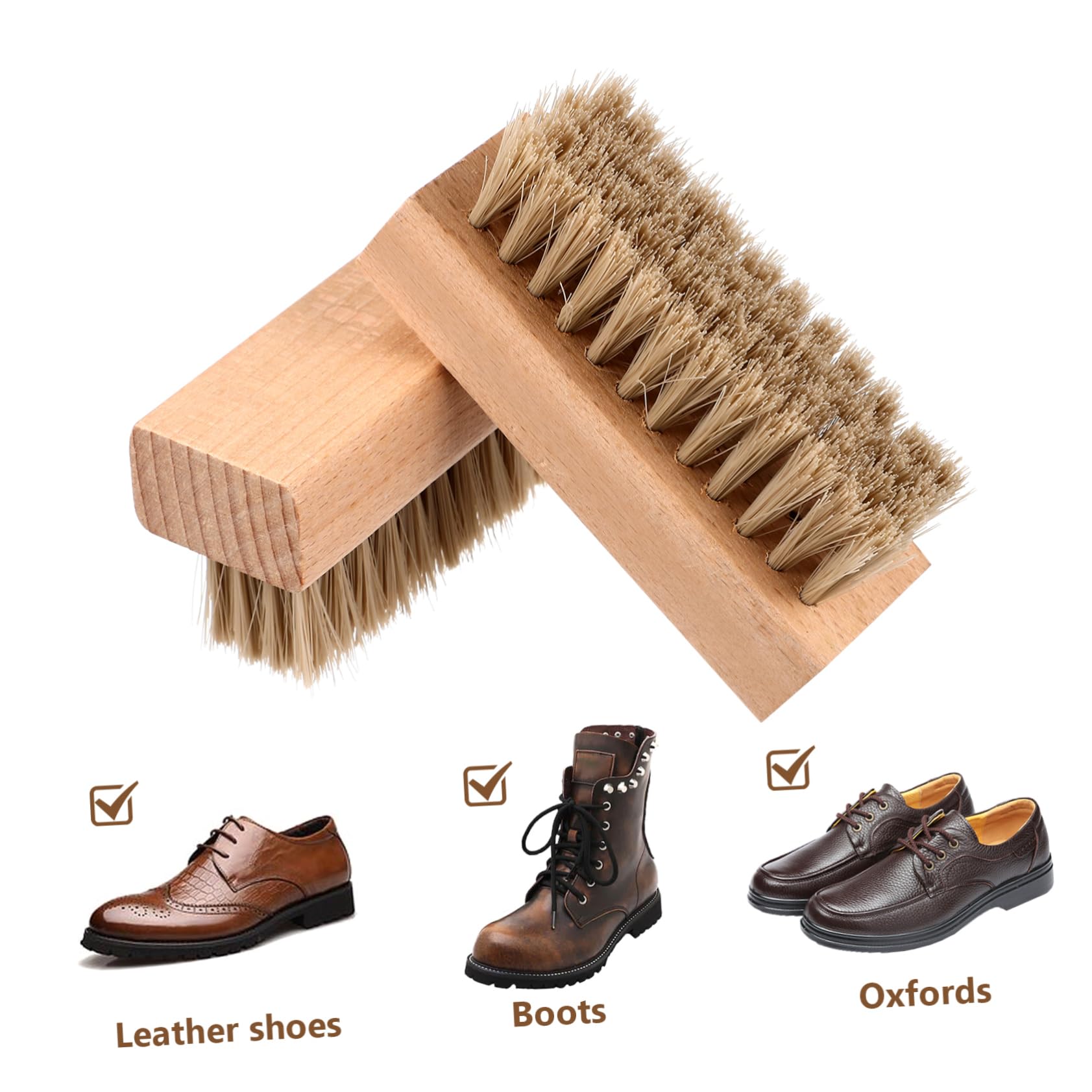 minkissy 10 Piezas Limpiadores de Zapatos de Cuero con Mango de Madera y Cerdas Premium para Limpieza y Pulido de para Casa y Tiendas de Calzado
