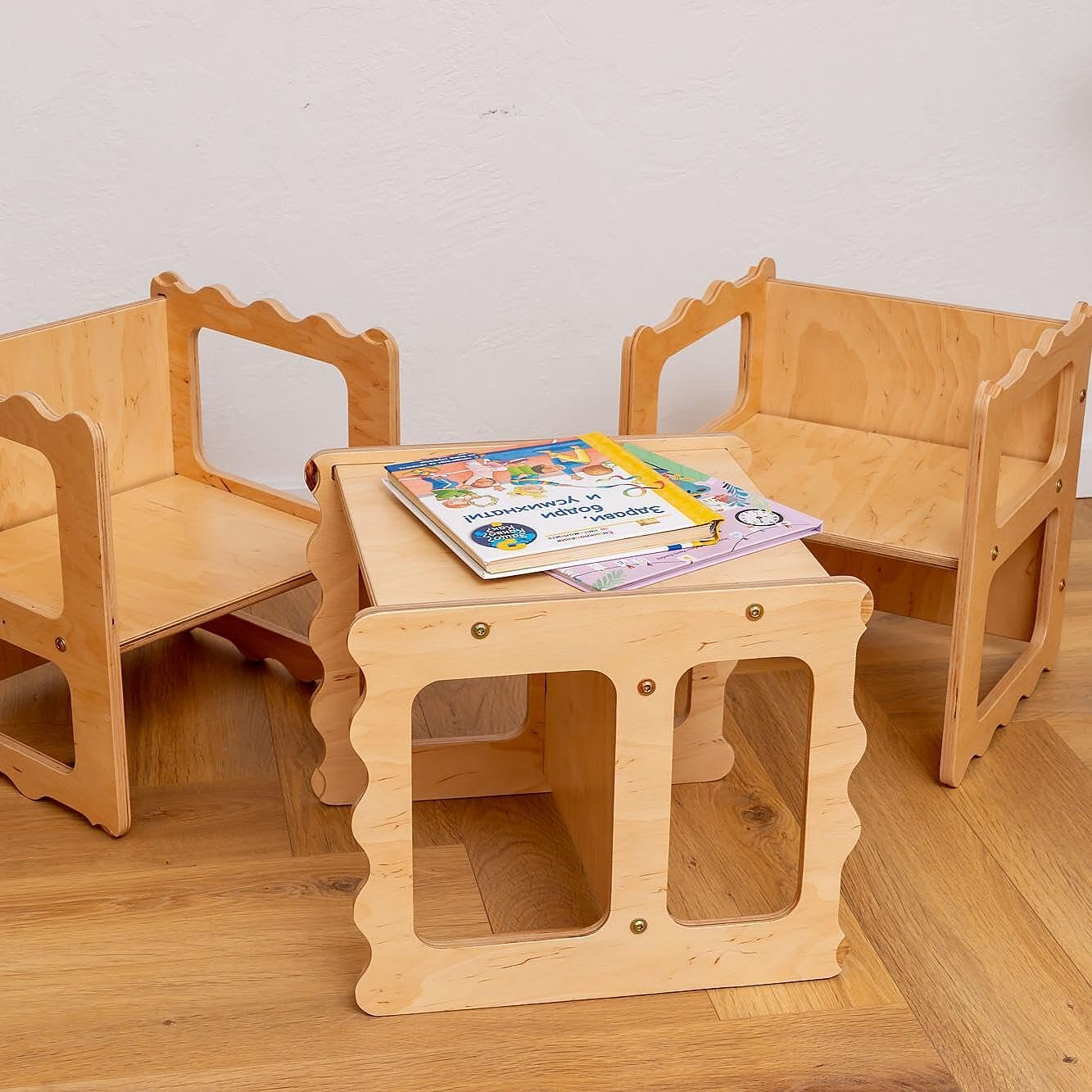 LATRANS Tabouret réversible pour enfants - Chaise avec 3 hauteurs d'assise - Tabouret multifonction en bois pour bébé (1)