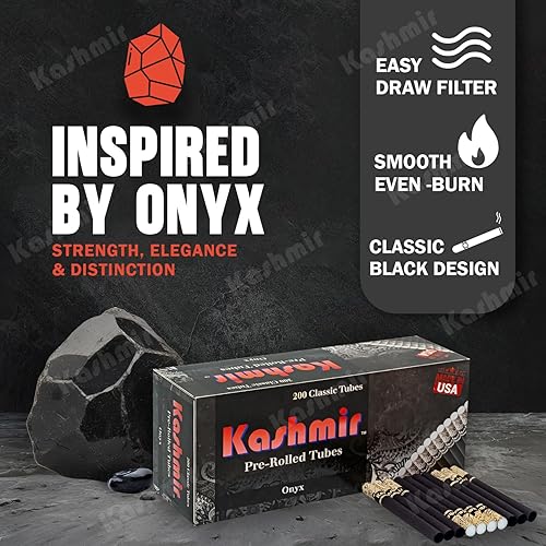 Miniatura 2 de Kashmir Tubos para cigarrillos serie Onyx  200 unidades, tubos preenrollados  embutido suave, combustión limpia, sin desgarro  Fabricado en Estados