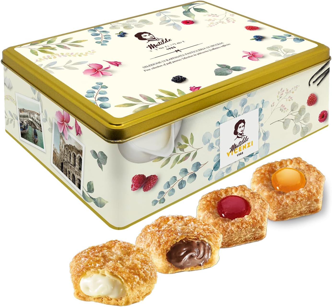 5 O'Clock Tea Time Cookie Assortment Gift Tin - Butter Pastries, Chocolate & Vanilla Filled Gourmet Cookies - Bakery Snacks Made in Italy for Father's Day - 13.23oz (375g)