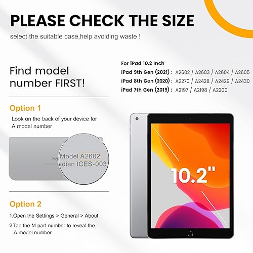 Miniatura 2 de Timecity Funda para iPad de 987 generación, para iPad 10.2 2019-2021 con protección fuerte, protector de pantalla, correa de mano, correa para el