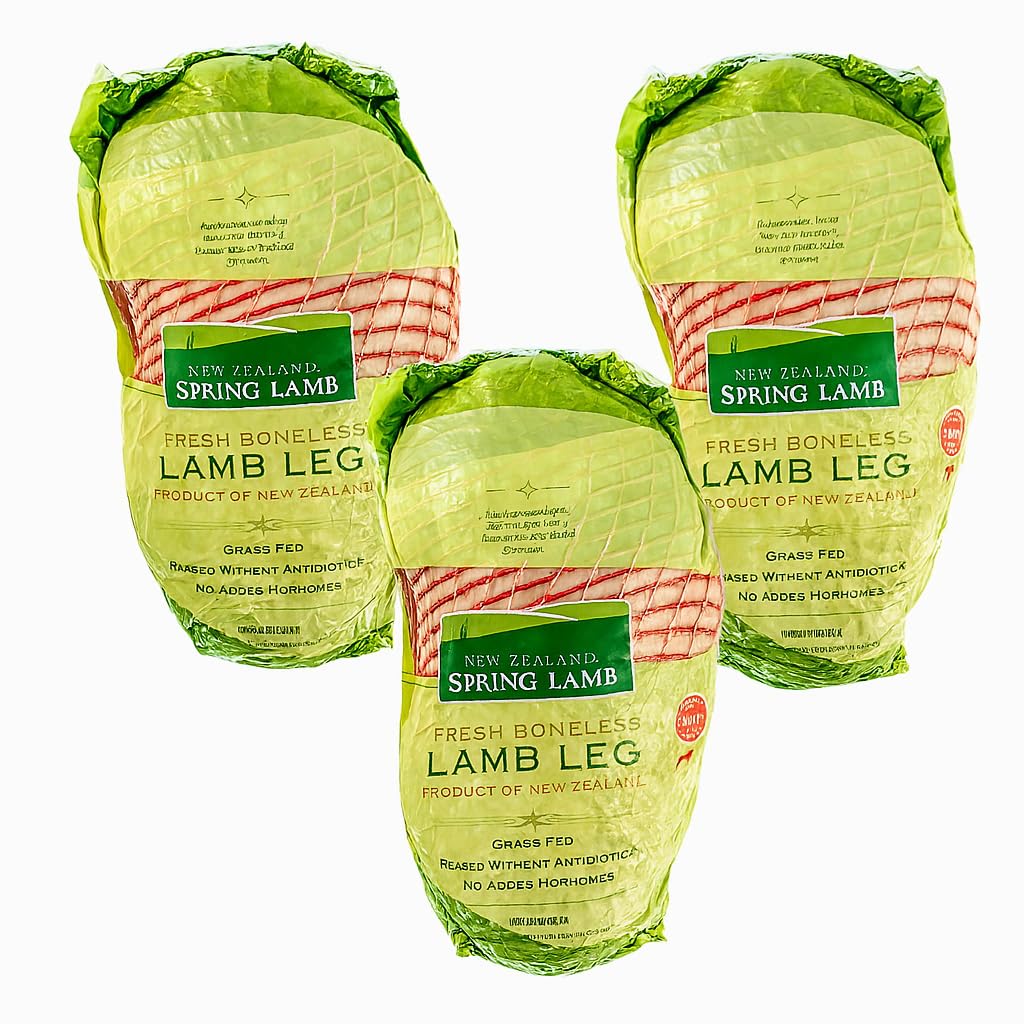 Pack of 3 New Zealand Grass-Fed Boneless Lamb Legs - Free-Range, 15 lbs Total, No Hormones, Ships Frozen