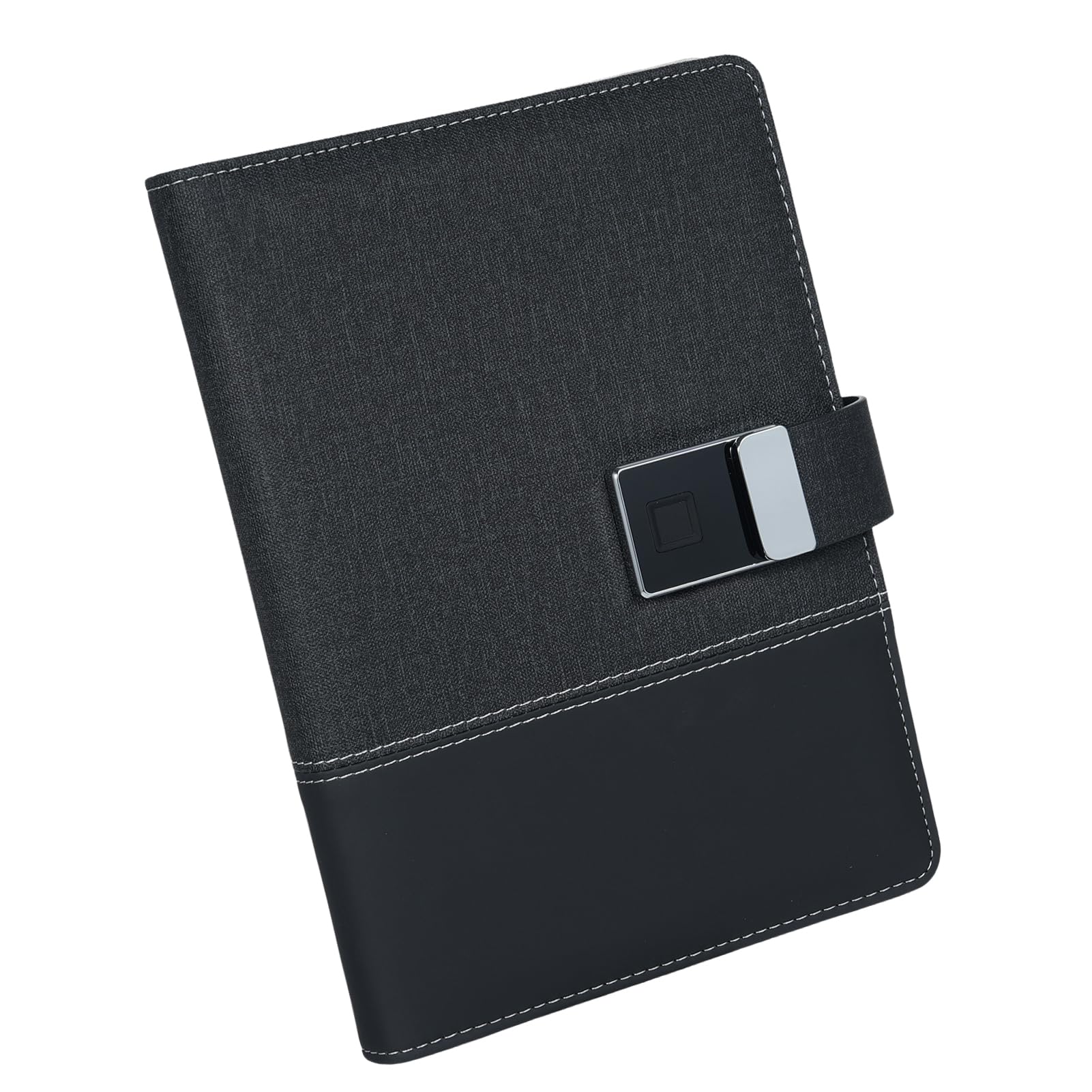 Notebook in Pelle A5, Copertina in Pelle PU con Blocco Impronte Digitali e unità USB da 16 GB, Raccoglitore a 6 Anelli con 100 Pagine e 4 Slot per Schede per Professionisti e