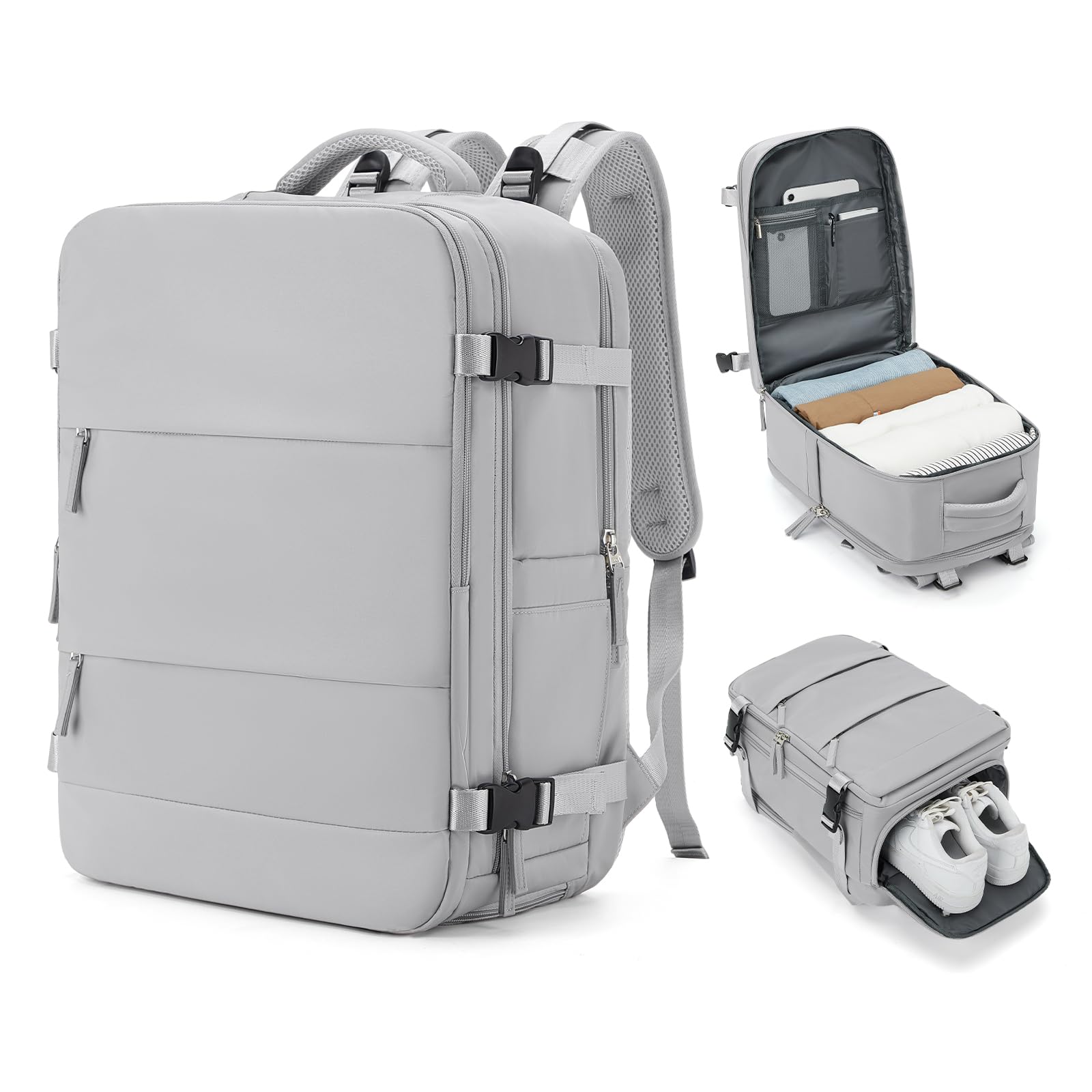 coowoz Travel Backpack Carry On for Women Man Gym Backpacks with Laptop Compartment Mochila de Viaje Teacher Personal Item Backpack Airplane Accessories Must Haves Grey Small