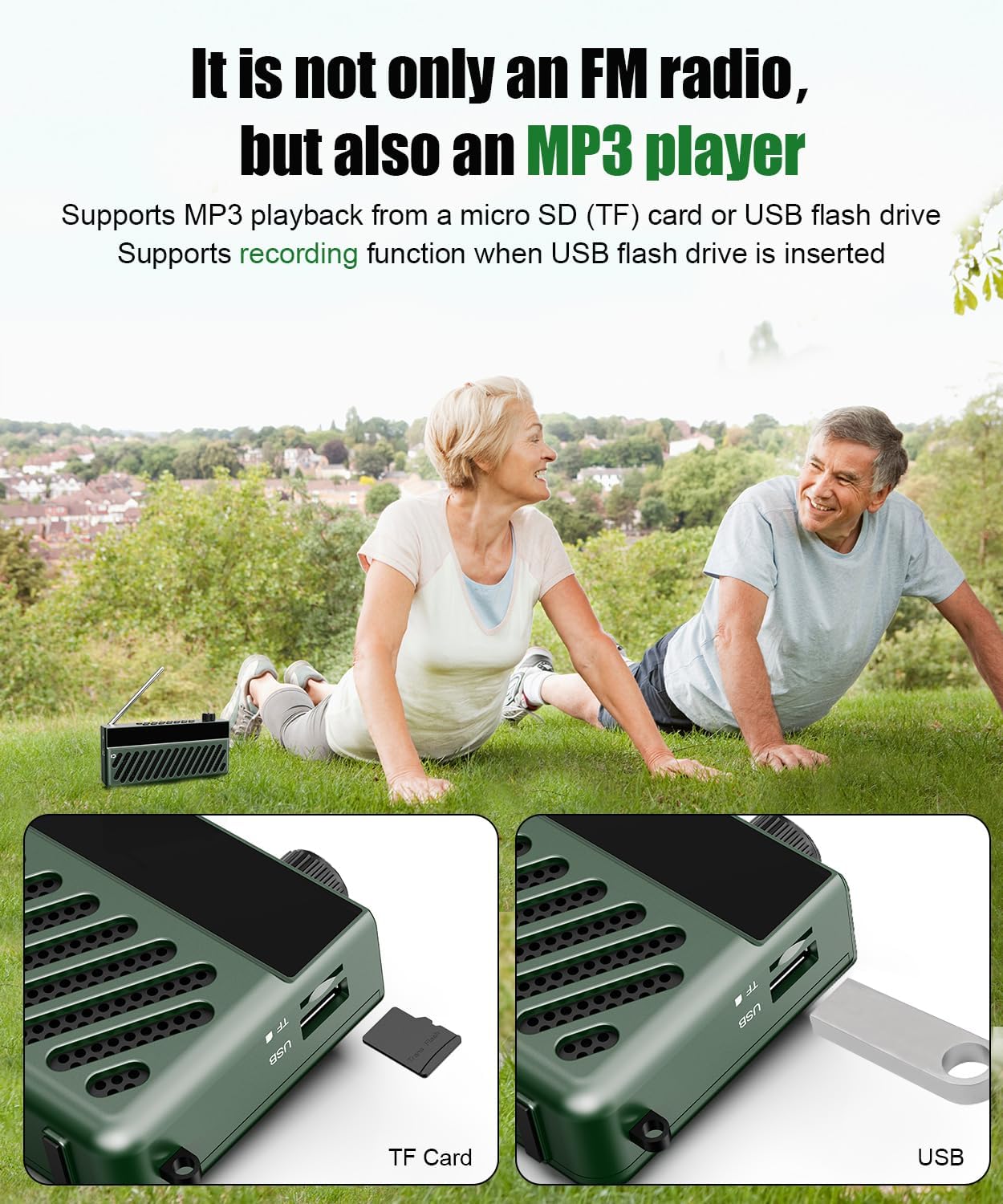 SHIDU F8 Portable FM Radio with TF card and USB drive inputs