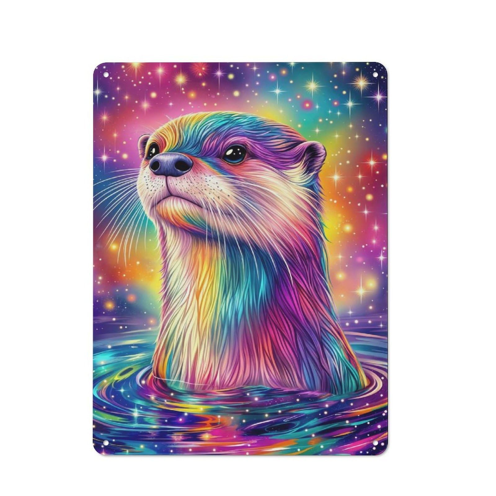 Cosmic Otter Wall Art Printed Metal Sign, Easy to Hang Plaque for Living Room, Hallway, Kitchen Or Pet Corner, 40x30cm