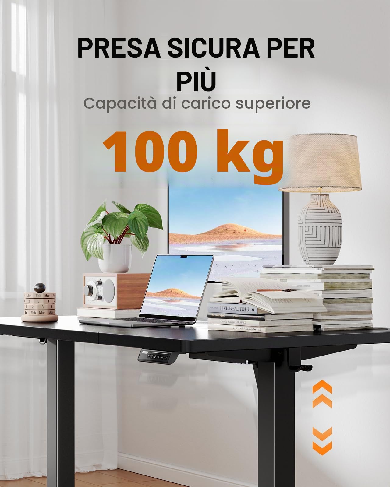 ErGear Scrivania elettrica regolabile in altezza, 160 x 80 cm, portata 100 kg, con motore senza spazzole avanzato, funzione silenziosa, robusto telaio in metallo