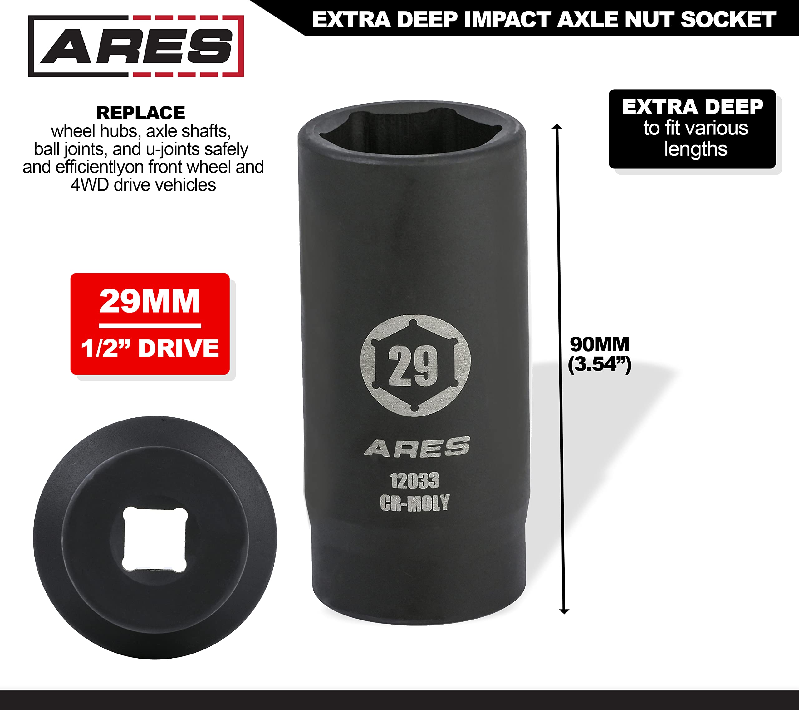 Amazon.com: ARES 12033-29MM Axle Nut Socket - 6 Point Socket Amazon.com: ARES 12033-29MM Axle Nut Socket - 6 Point Socket