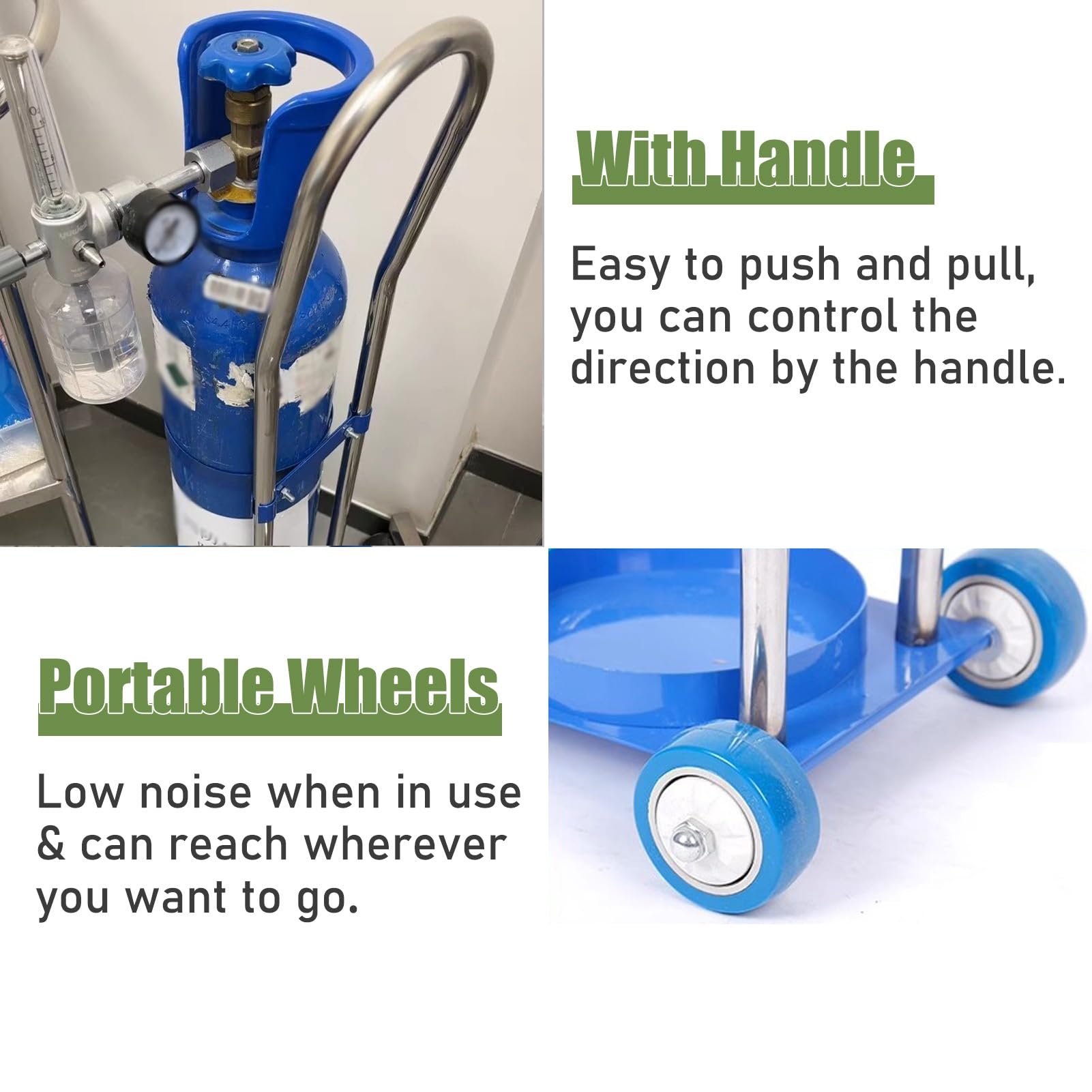 Soporte para Botella de Oxígeno Estante Pequeño con Ruedas Para Bombonas de Oxígeno, Carrito para Tanques de Botellas de Gas, Carrito con Ruedas para Bombonas de Oxígeno, Estante Portátil para Almacen