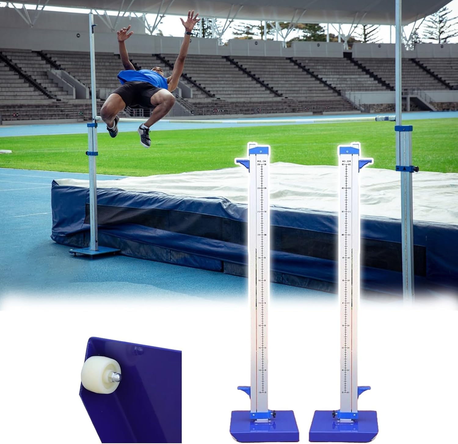 Portable High Jump Standards with Rollers - Professional High Jump Measurement Tool, Essential Training Equipment for Athletics Competitions and Meet Performance