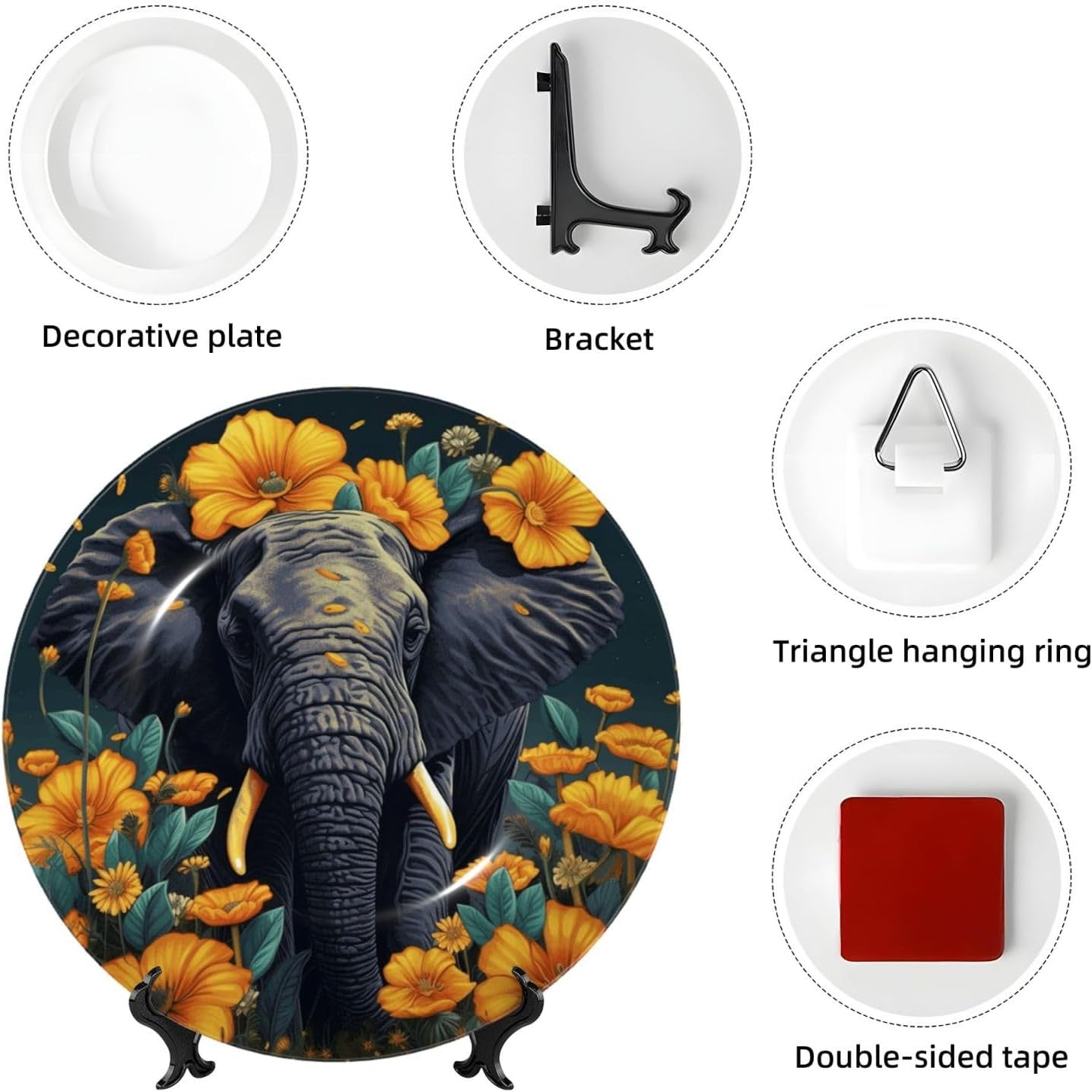 Decorative Plate Art Crafts Bone China Decorative Plate with Display Rack Souvenir Wall Decor Ceramic Ornaments Dinner Plates Ceramic Decoratives Plates for Home Office 10in