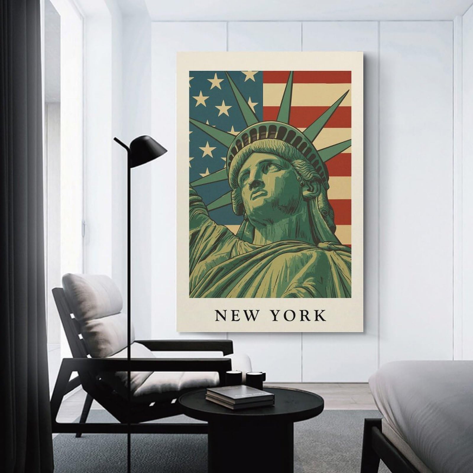 Junmoney Statue of Liberty with American Flag Home Decor Wall Art, 20x30inch(50x75cm), for New Homes, Bedrooms Or Workspaces, Gift Idea for Housewarming And Birthdays