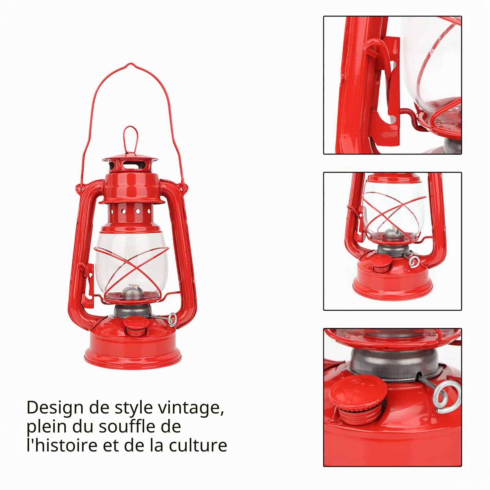 2 Pièces Lampes À Pétrole Rétro Lampe À Pétrole De Camping Lanterne À Huile Vintage Lanterne Tempête Vintage Pour Pique-Nique Jardin Extérieur Cour Randonnée (Rouge+Bleu)