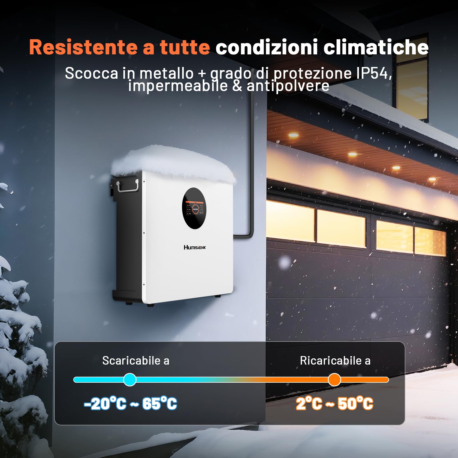 Humsienk Bluetooth Batteria LiFePO4 48V 100Ah da parete con BMS 100A e display LCD, 5120Wh batteria accumulo fotovoltaico oltre 15000 cicli e 10 anni di vita, per sistema solare, energia di riserva