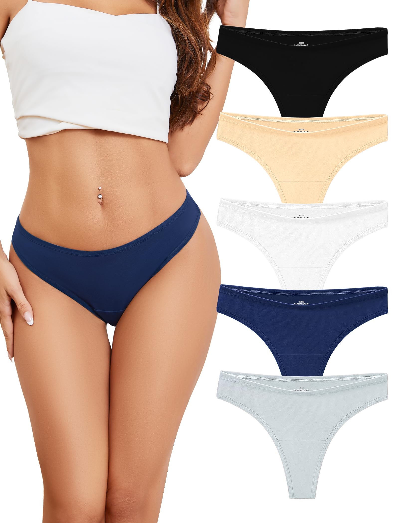 VOENXE String Tanga Damen Baumwolle,Slip UnterwäSche Frauen,Unterhosen Atmungsaktiv füR Frau,Sport Thongs Women Underwear Cotton,Panties Bequeme Damen,Brazilian Slips Low Waist Mehrpack 5 Pack