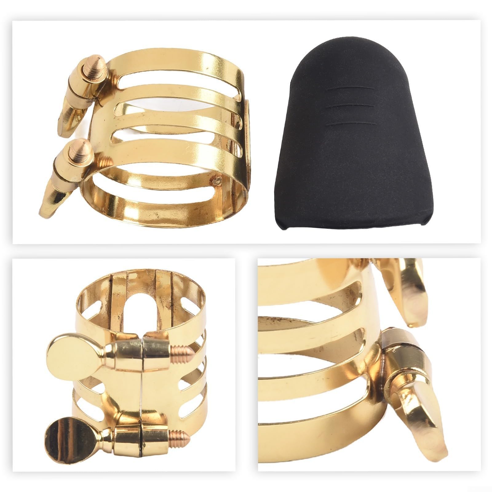 Ligature haute performance pour saxophone et clarinette Support de anche en métal sécurisé et fiable (ALTO SAX), ALTO SAX