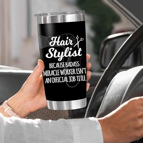 Vista 3 de Divertidos regalos para estilistas – Vaso de 20 onzas con tapa abatible, regalos de cumpleaños inspiradores para peluquería, taza térmica térmica