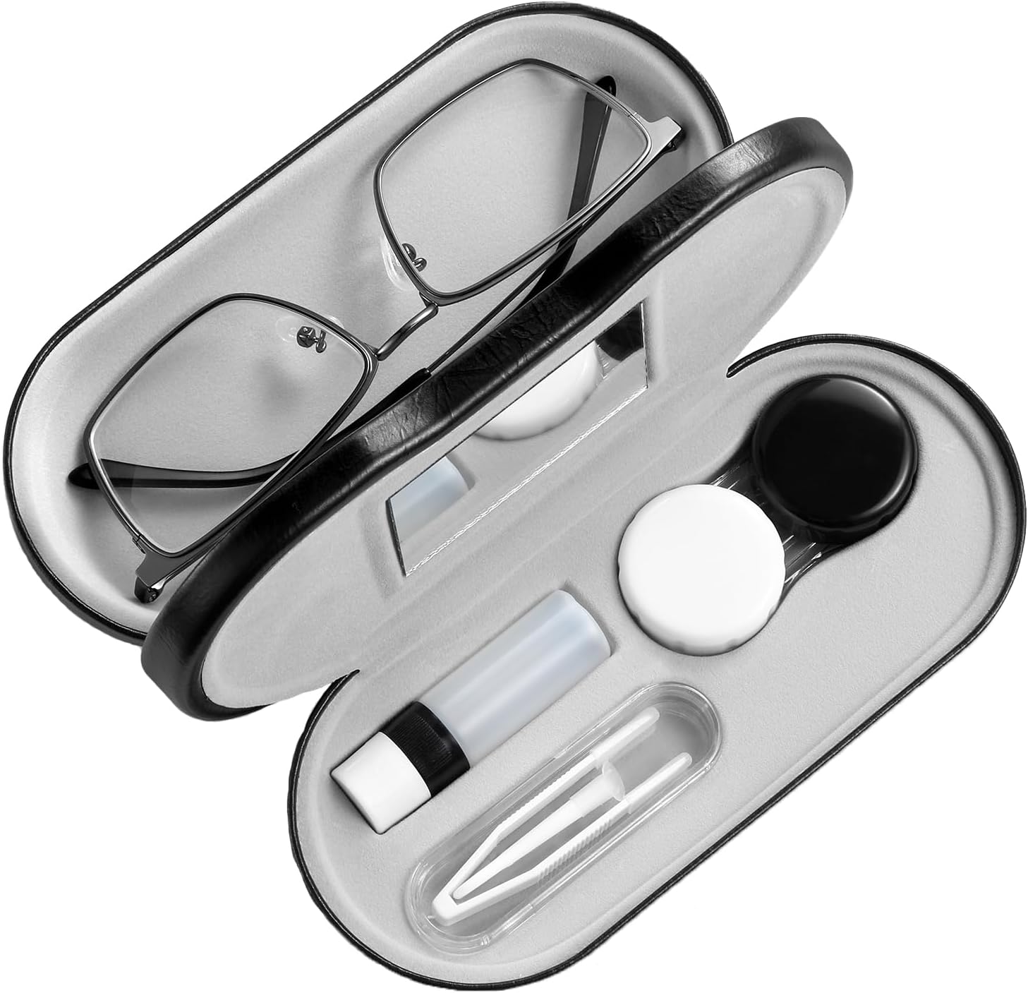 AITIME 2 in 1 Double Sided Portable Contact Lens and Eyeglasses Case - Marbling, Multifunction, Durable, Compact, Portable Storage Kit