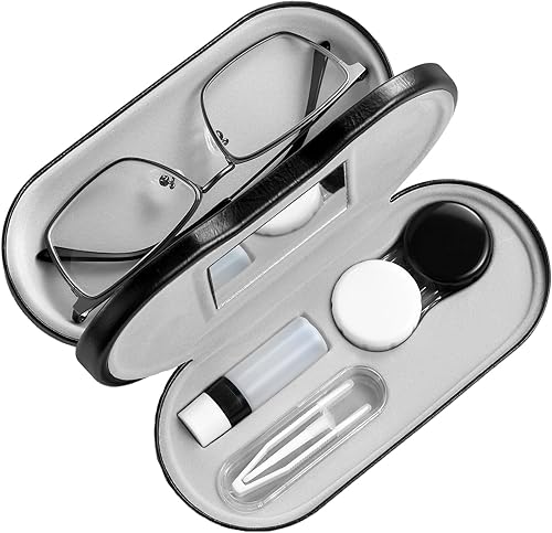 B0CD12D58S_image_0 AITIME Estuche para lentes de contacto, gafas y estuche de contacto 2 en 1 de doble cara, kit portátil de contacto ocular, vibrante y elegante,