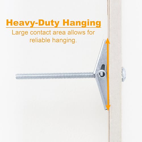 Miniatura 5 de KURUI Kit surtido de anclajes de pared huecos, 44 piezas de pernos de palanca y tuercas de ala, juego surtido de anclajes para paneles de yeso, 3