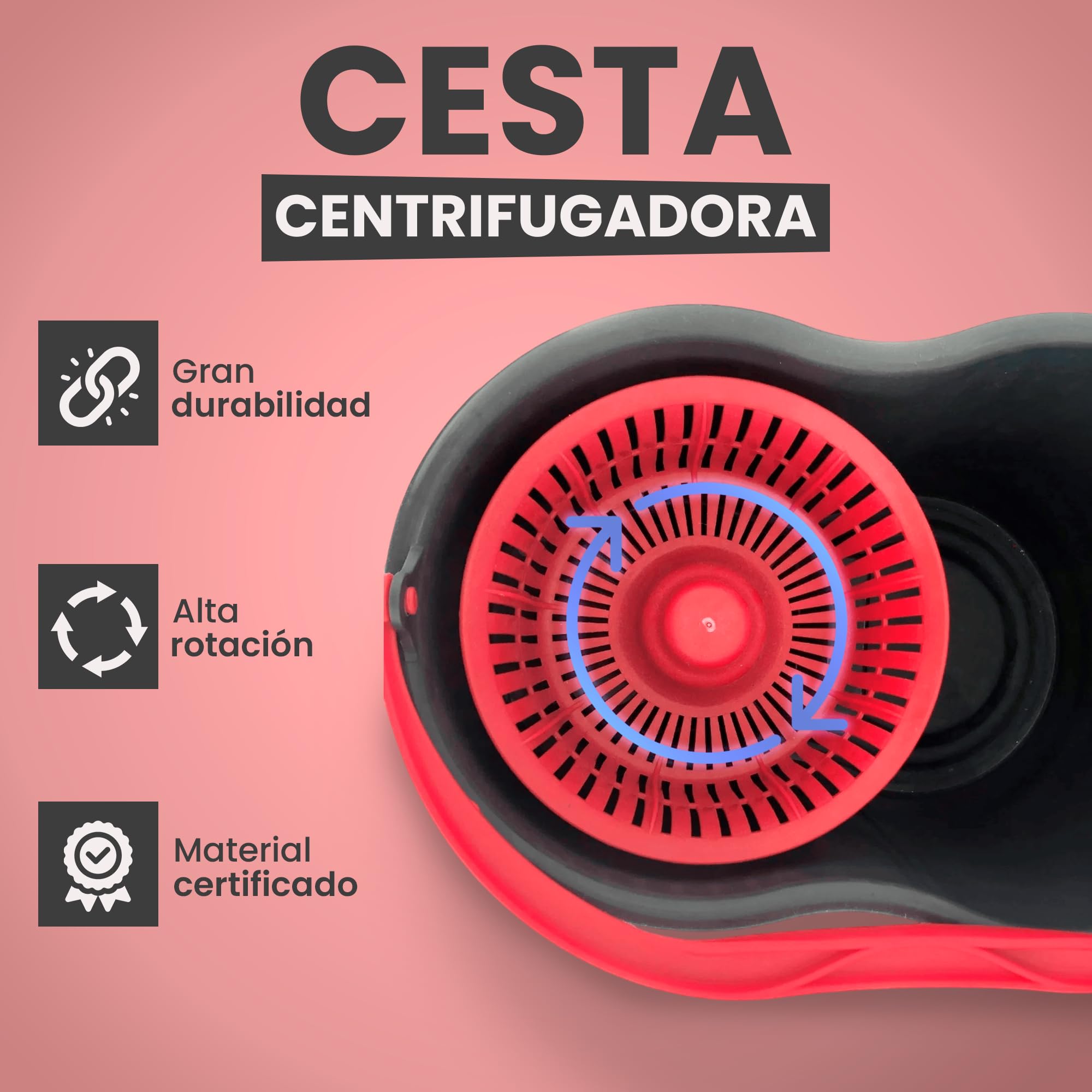JUPPLIES Cubo Fregona Autoescurrible con Pedal y Fregona Giratoria 360º con Cabezal de Microfibra - Mango Telescópico para Limpieza del Hogar