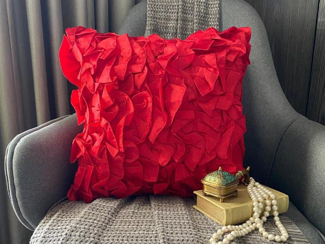 Copricuscino rosso e bianco, 45x45 cm, set di 2 federe a quadri geometrici per divano | Leroy Merlin