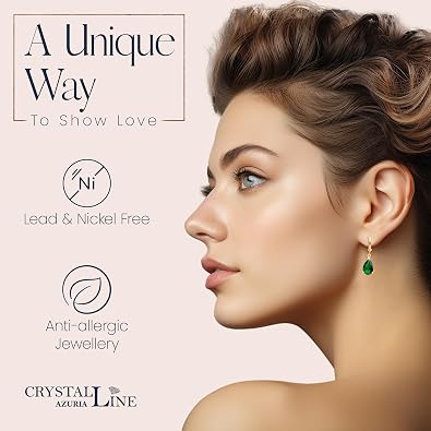 Crystalline Azuria Women 18ct Gold Plated Teardrop Zirconia Crystals Dangle Earrings with Box