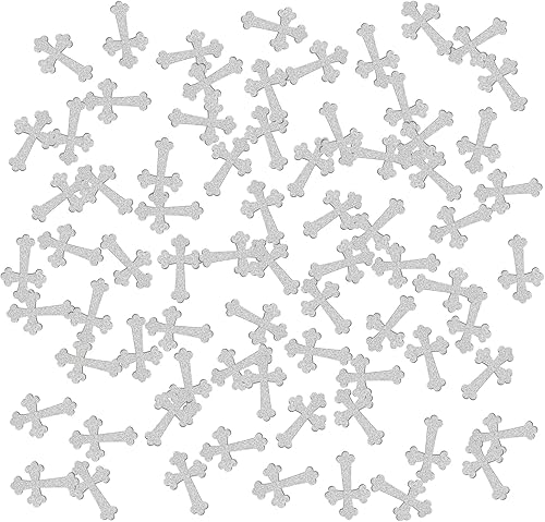 Confeti de cruz con purpurina plateada, confeti de mesa de Dios bendiga, cumpleaños, boda, bautizo, baby shower, bautizo, papel de paty, decoración
