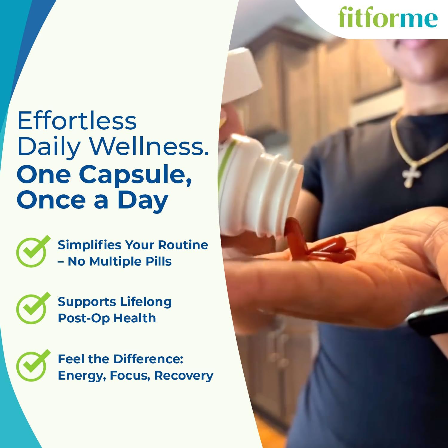 FitForMe Bariatric Multivitamin, Tailored for Gastric Sleeve Surgery – One-a-Day Capsule, 30-Day Supply, Easy-to-Swallow WLS Optimum Capsule, Scientifically Formulated – for Men & Women
