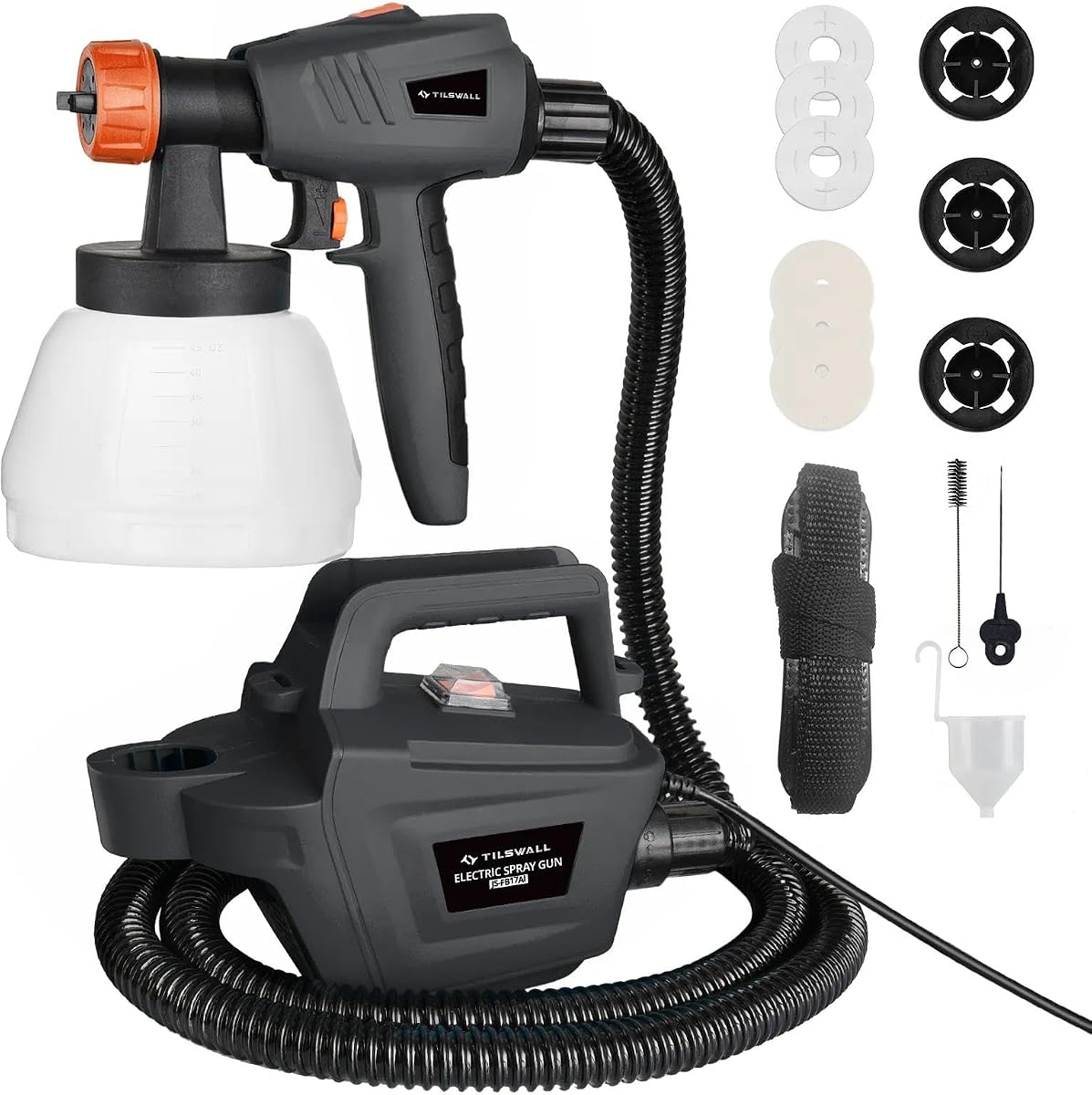 Paint Sprayer, 800W HVLP Electric Spray Paint Gun | 1200ML/Min, 2.5M Air Hose, 1300ML Detachable Container, 3 Nozzle Sizes & 3 Patterns, Power Painter for Furniture, Cabinet