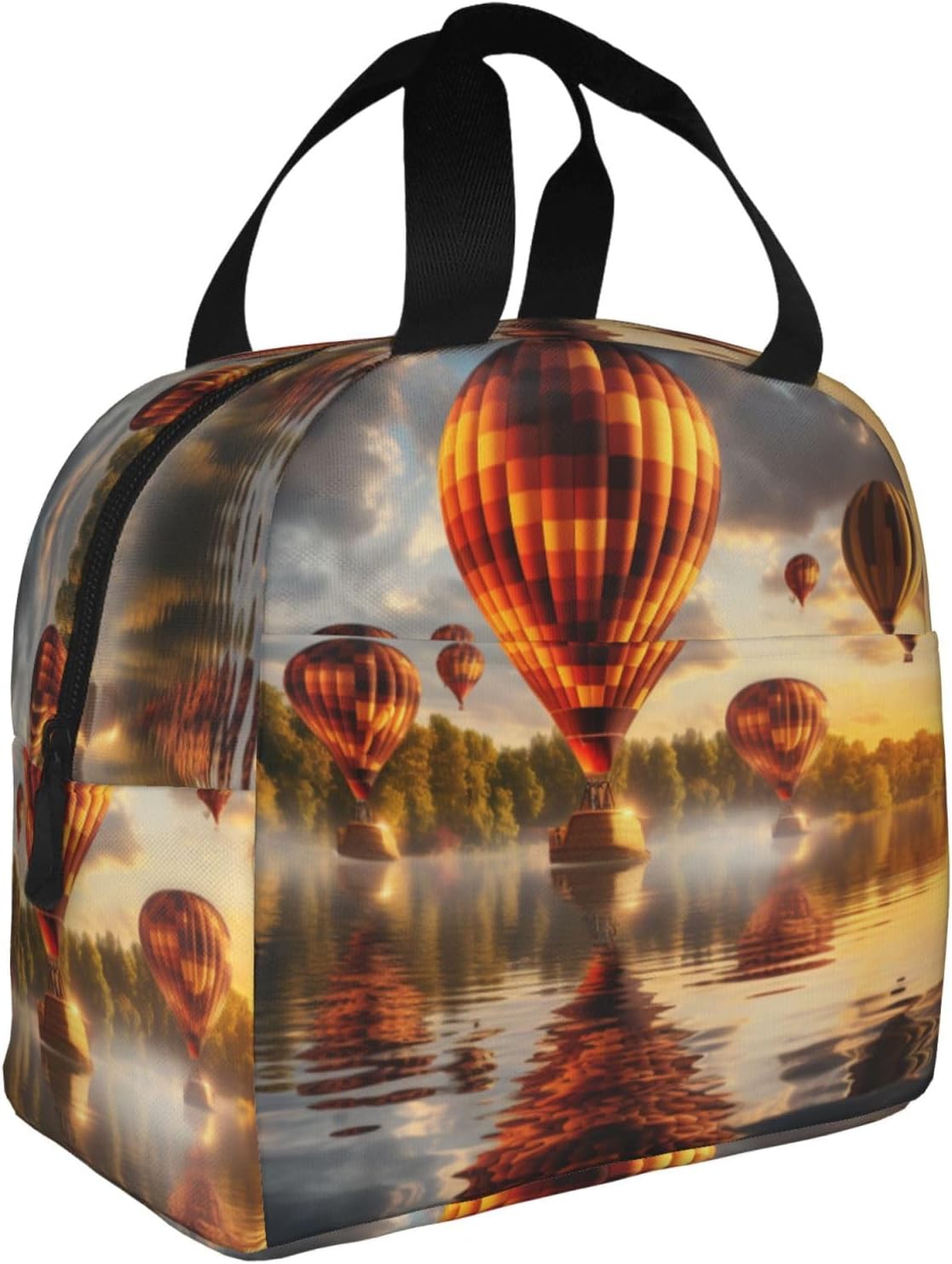 Hot Air Balloon Sunset Print Lunch Box Adult for Women Men Reusable Insulated Lunch Tote Bag for Work Picnic image 2