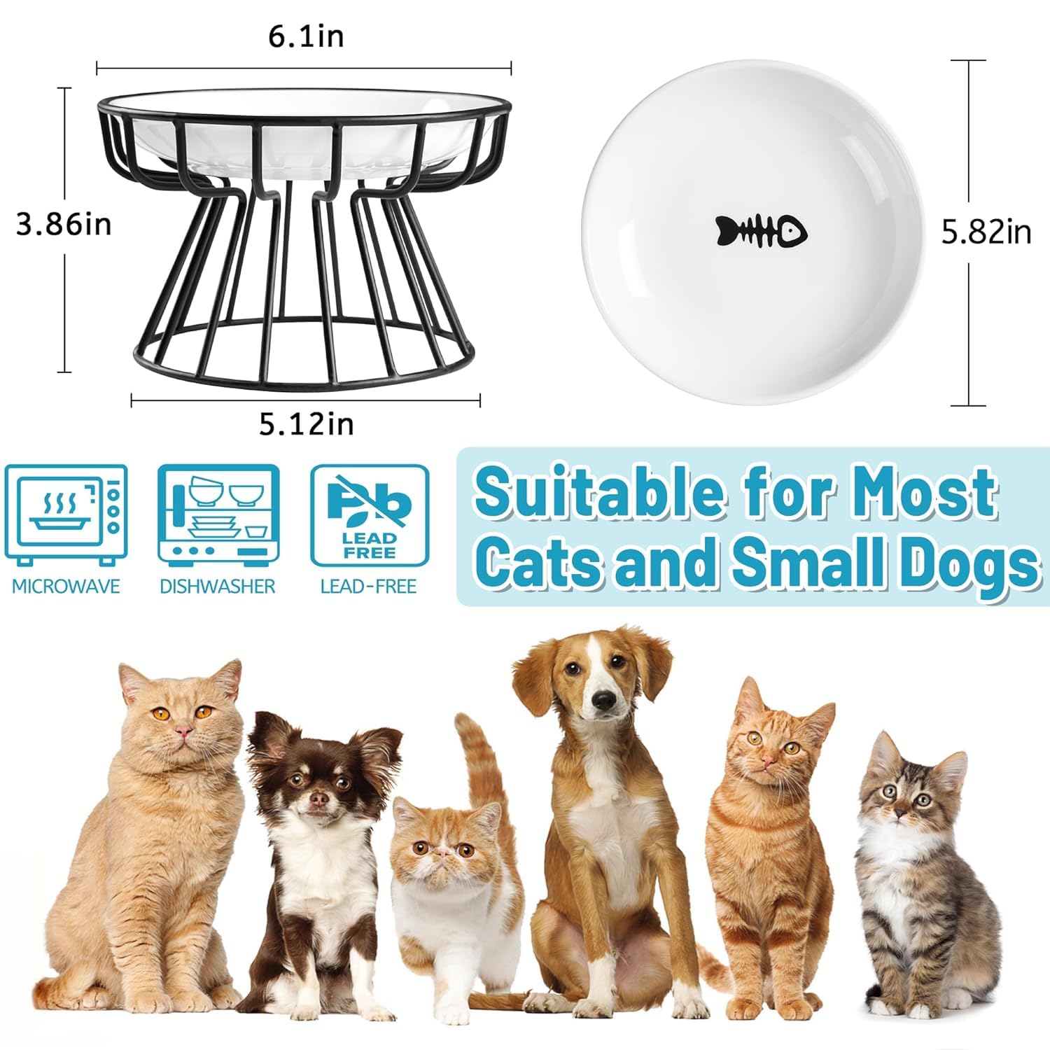 Elevated Cat Bowls - Ceramic Food & Water Station -2