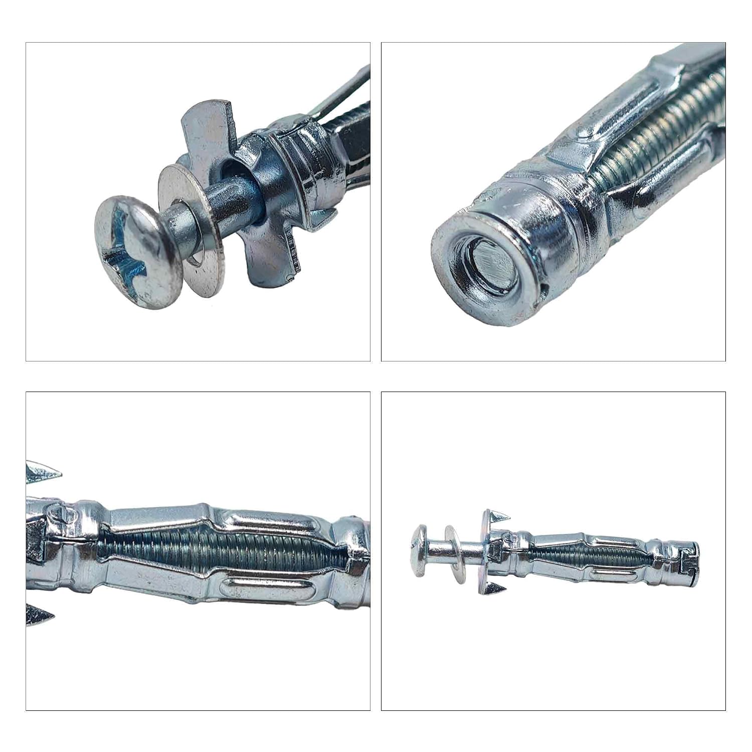 25PCS M4 x 32mm Zinc Plated Steel Molly Bolt Hollow Drive Wall Anchors with Screws for Drywall, Plaster, Tile Home Repair