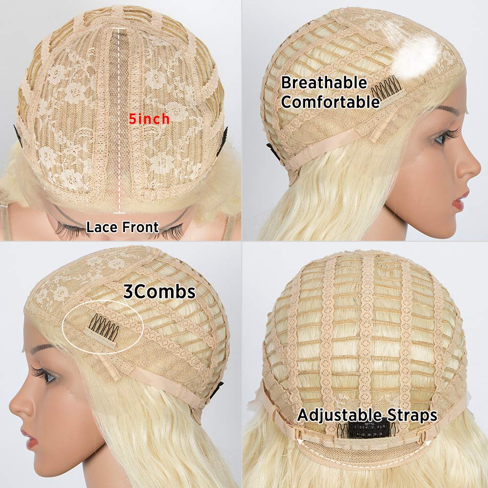 DÉBUT Lace Front Wigs 30 inches Water Wave Super Long Synthetic Wigs with Baby Hair Heat Resistant 240g 6 inches Lace Parting 150% Density (Blonde)
