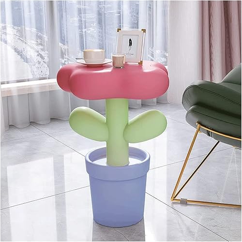 Mesa de Centro Creative Tulip Side Table Flower Shape Decorative Small Coffee Table 60 * 41cm Resin Sofa End Table for Living Room Balcony Bedroom