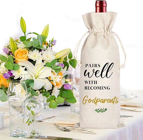 Miniatura 4 de Regalo de propuesta de padrinos, regalo para padrinos, regalos para madrina, bolsas de vino, combina bien con convertirse en padrinos, padrino,