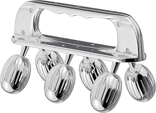 Yeamon Stainless Steel Handheld Muscle Roller, Deep Tissue Body Massager with 3 V-Shaped Roller Sets, Ergonomic Grip Manual Massage Tool for Arms, Legs & Back Relief, Post Workout Recovery
