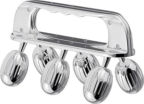 Yeamon Stainless Steel Handheld Muscle Roller, Deep Tissue Body Massager with 3 V-Shaped Roller Sets, Ergonomic Grip Manual Massage Tool for Arms, Legs & Back Relief, Post Workout Recovery