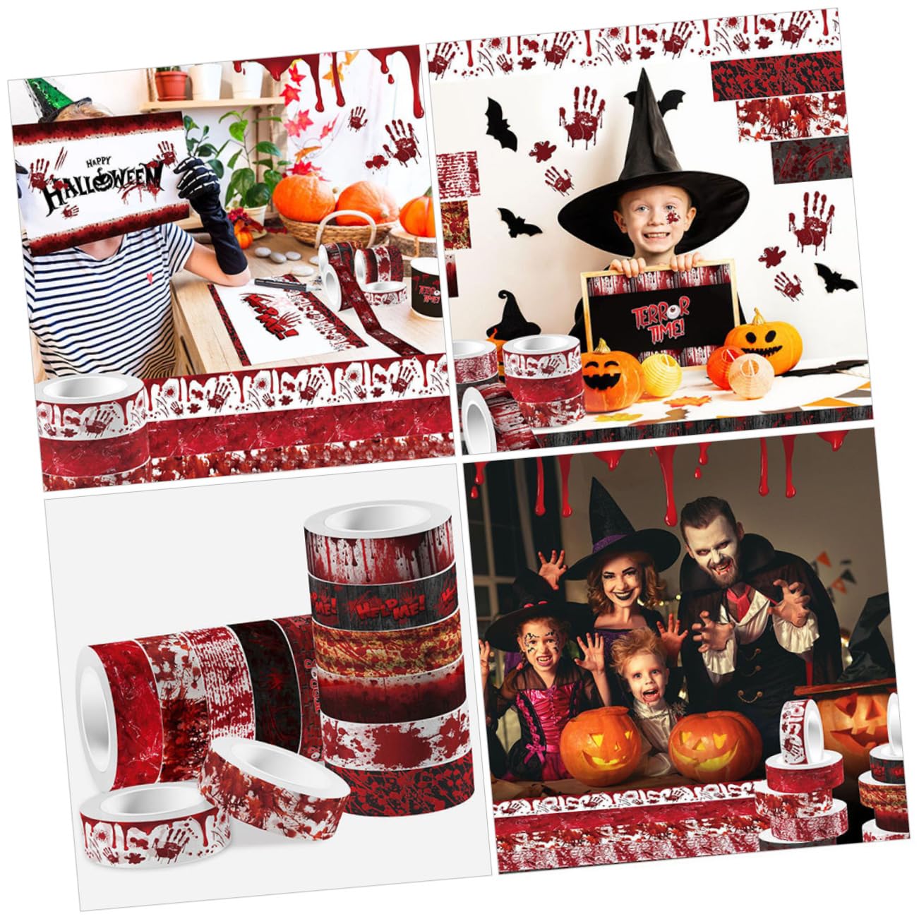 DOITOOL 5 Ensembles Ruban Adhésif Décoratif Halloween Washi Ensemble Ruban Sanglant Pour Scrapbooking Et Décorations De Fête Pour Diy Et Journaux 12 Rouleaux*5