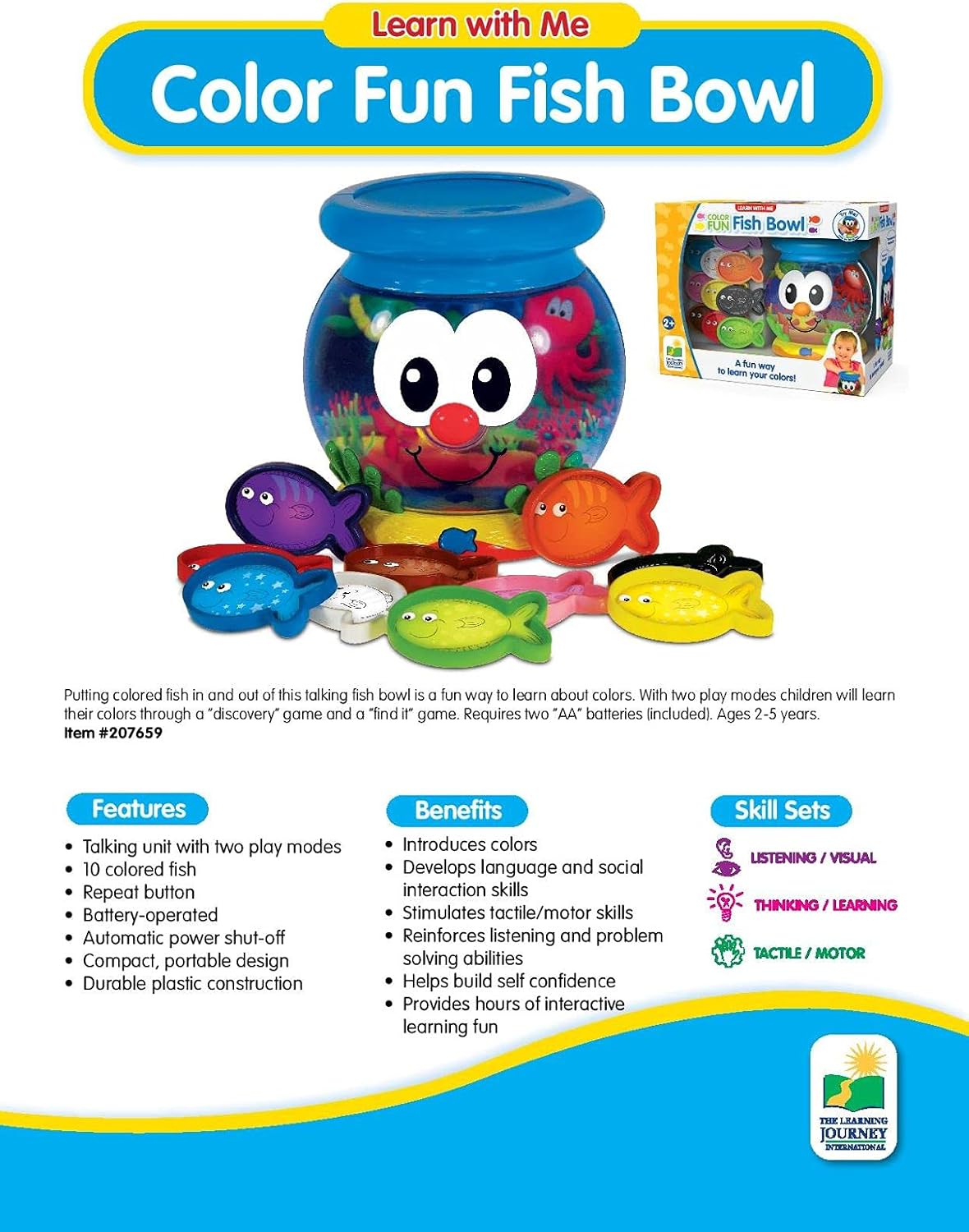 The Learning Journey: Learn With Me - Color Fun Fish Bowl - Color Teaching Toddler Toys & Gifts for Boys & Girls Ages 2 Years and Up - Preschool Learning Toy, Multicolor