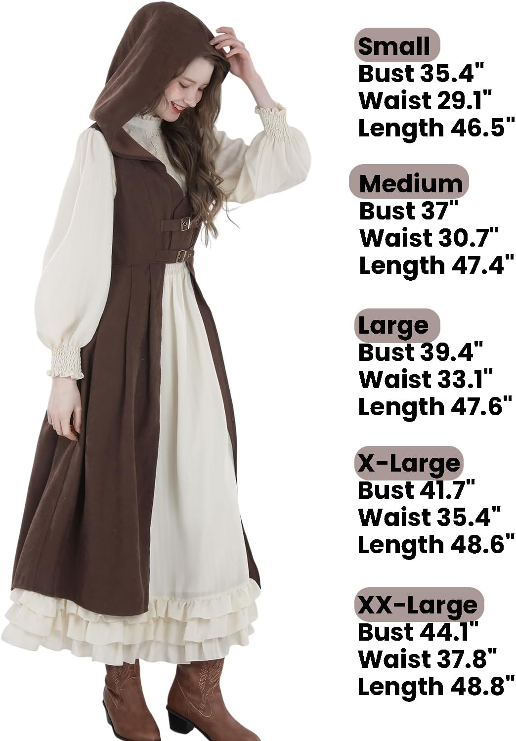 FCCAM Victorian Dress for Women 1800s Long Sleeve Edwardian Dress with Corset Renaissance Costume - Image 5