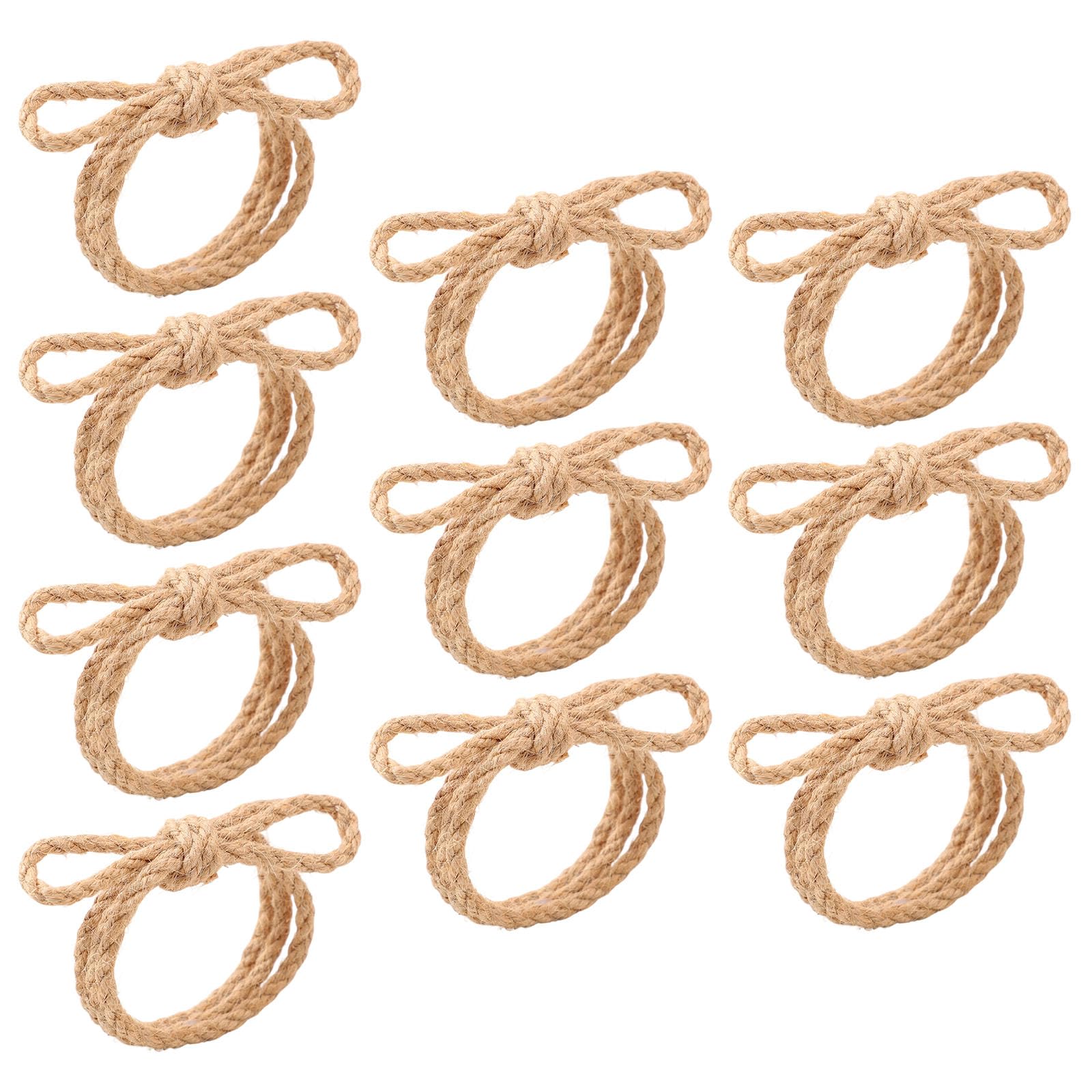 Buxuaaaa Of 10 Natural Linen Rope Bowknot Napkin Rings Handcrafted Braided Napkin Holders for Farmhouse Table Decoration Bowknot Rings
